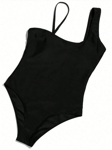 Summer Sexy Asymmetric Neckline Sleeveless Bodysuit