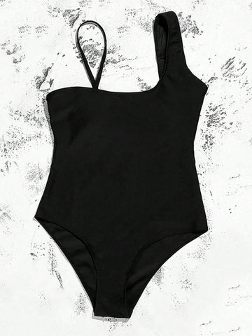 Summer Sexy Asymmetric Neckline Sleeveless Bodysuit