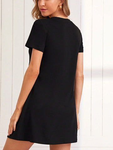 T Shirt Dress,Women's Summer Casual Loose Fit Short Floral Dress With Daisy Print And Short Slee