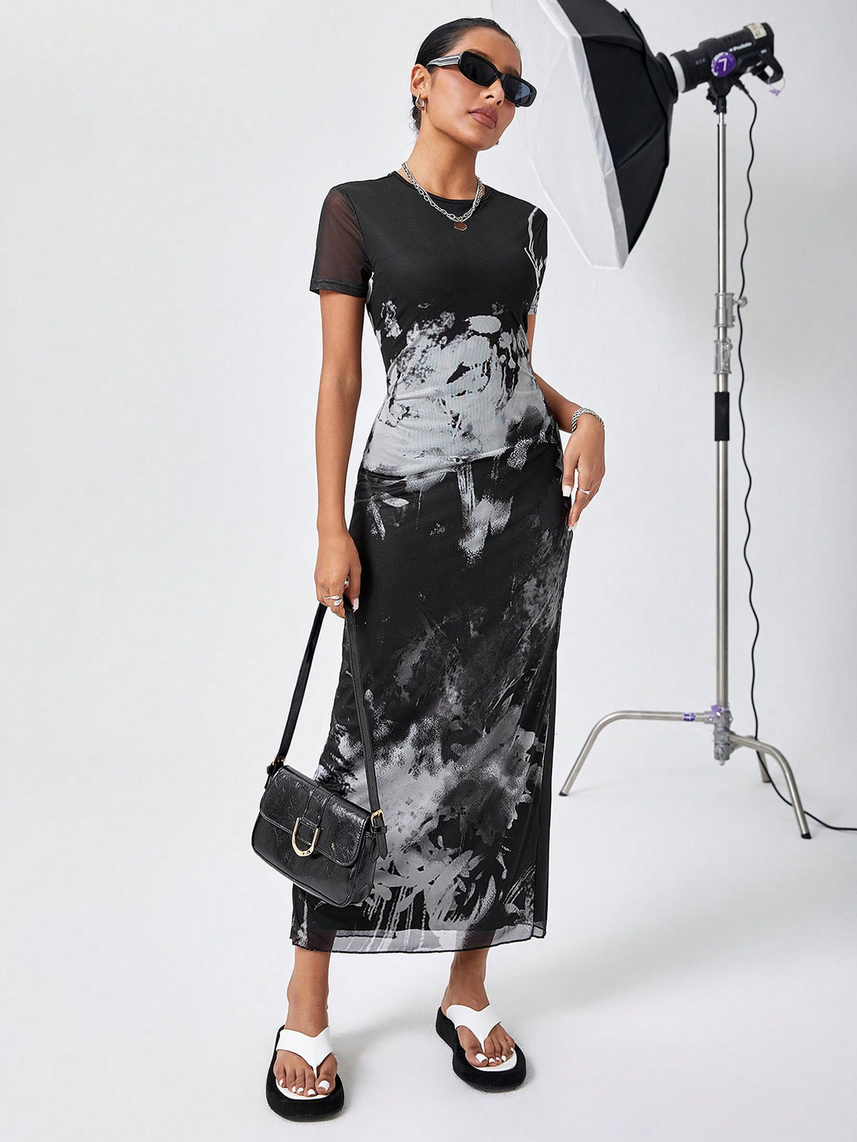 Tie-Dye Mesh Dress