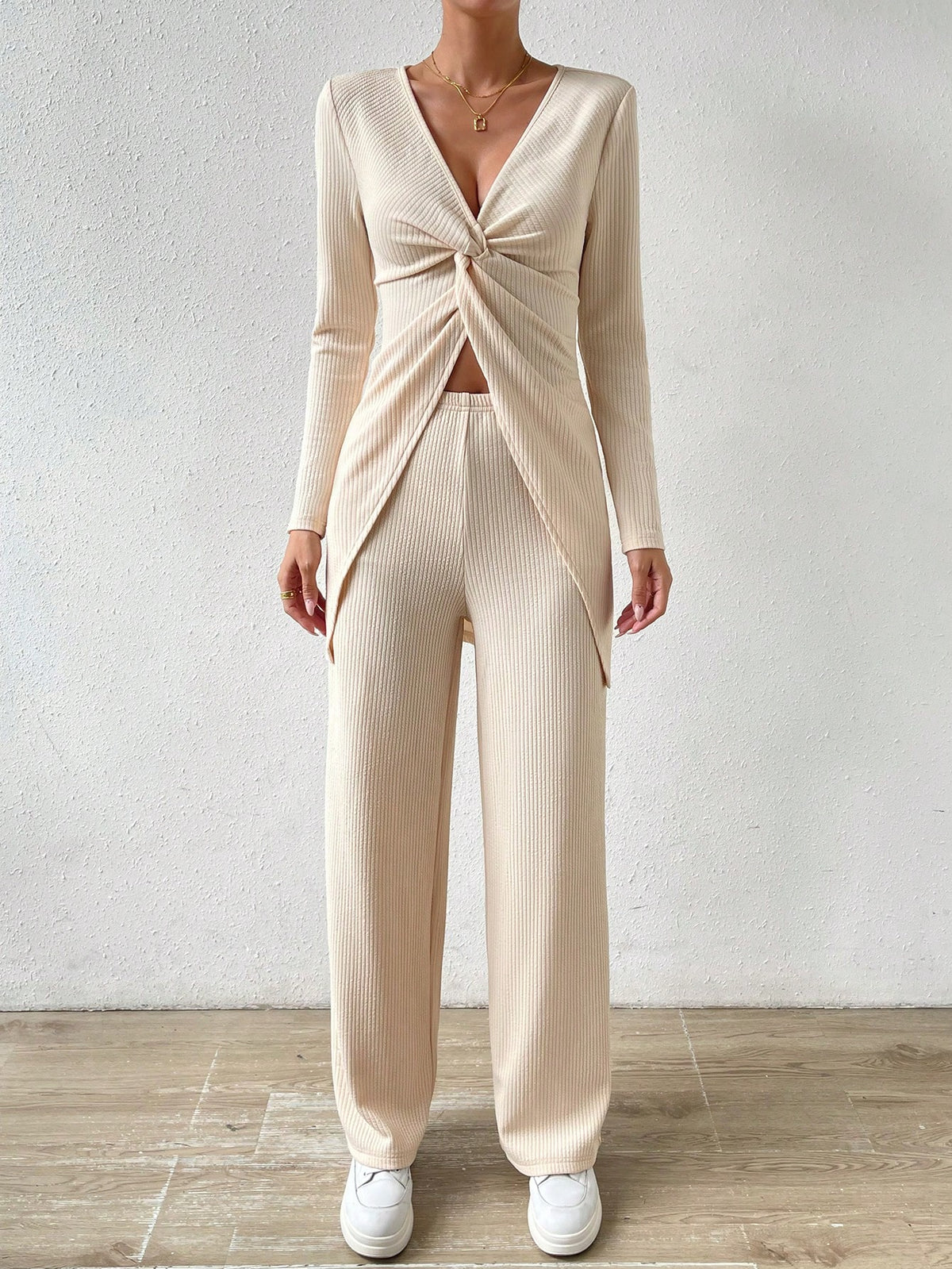 Twist Front Tee & Wide Leg Pants