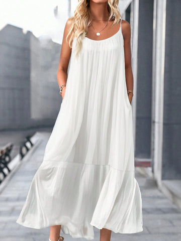 White Loose Casual Vacation Style Dress