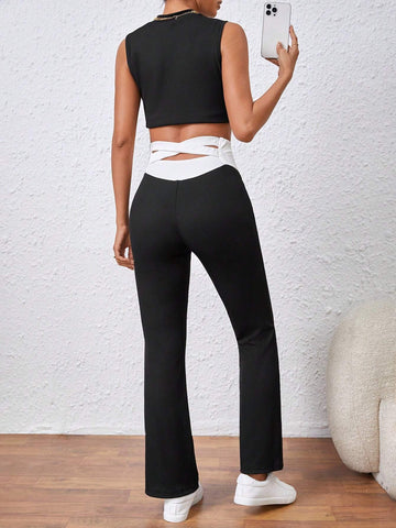 Essnce Women'S Back Cross Straps Leggings