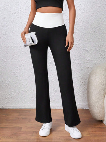 Essnce Wide Waistband Plaid Leggings