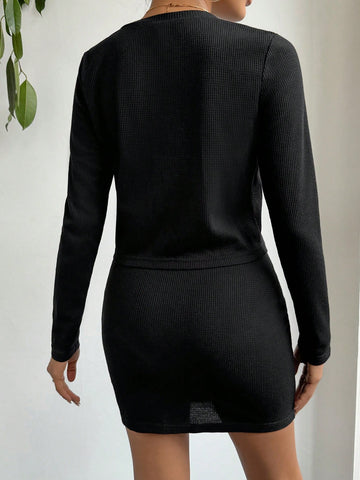 Women'S Button-Front Jacket And Skirt Set