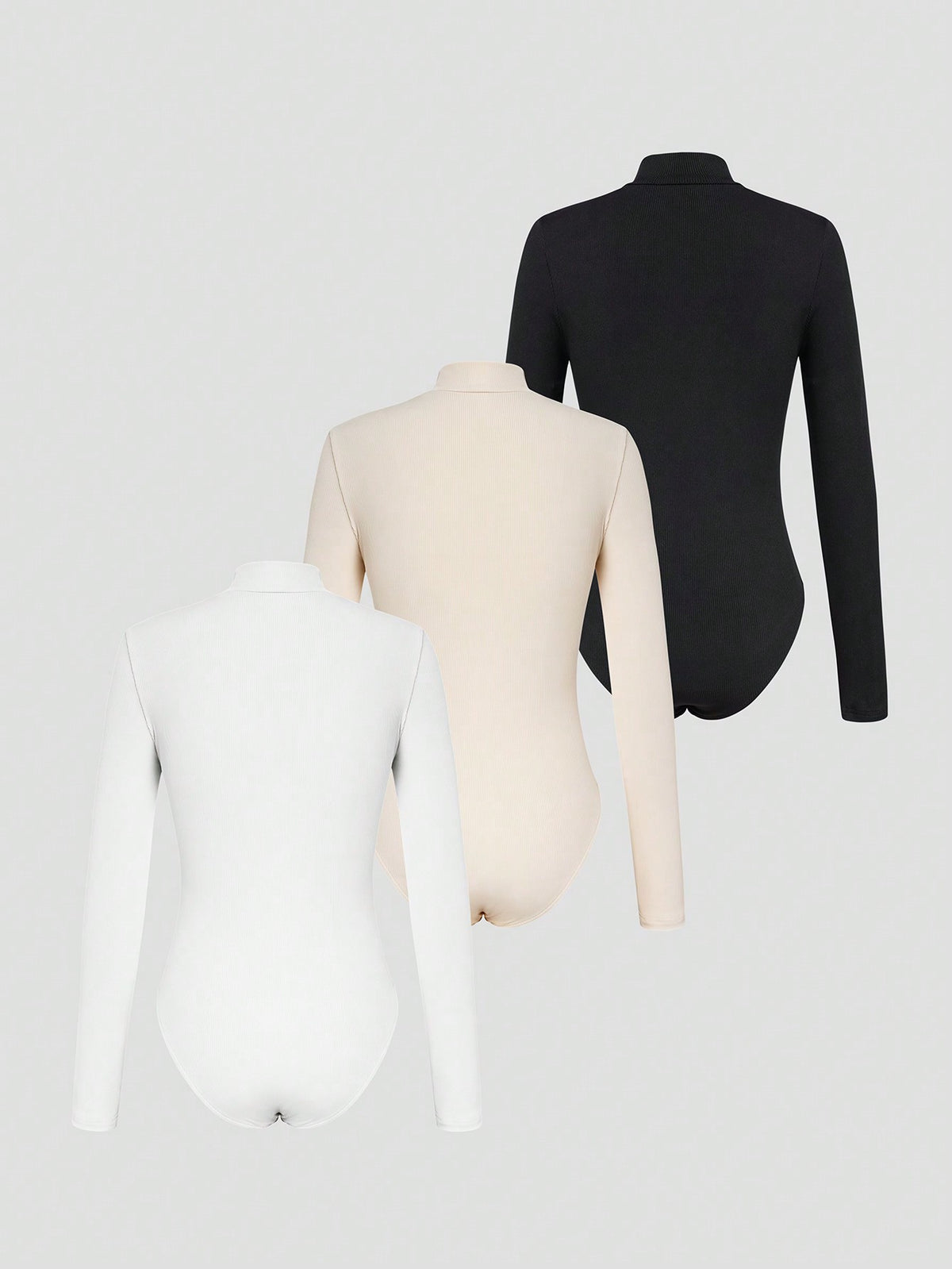 Women'S High Neck Cut Out Knit Ribbed Long Sleeve Bodysuit