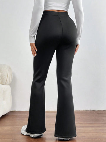 Essnce Women'S High Waisted Front Split Hem Flare Leggings