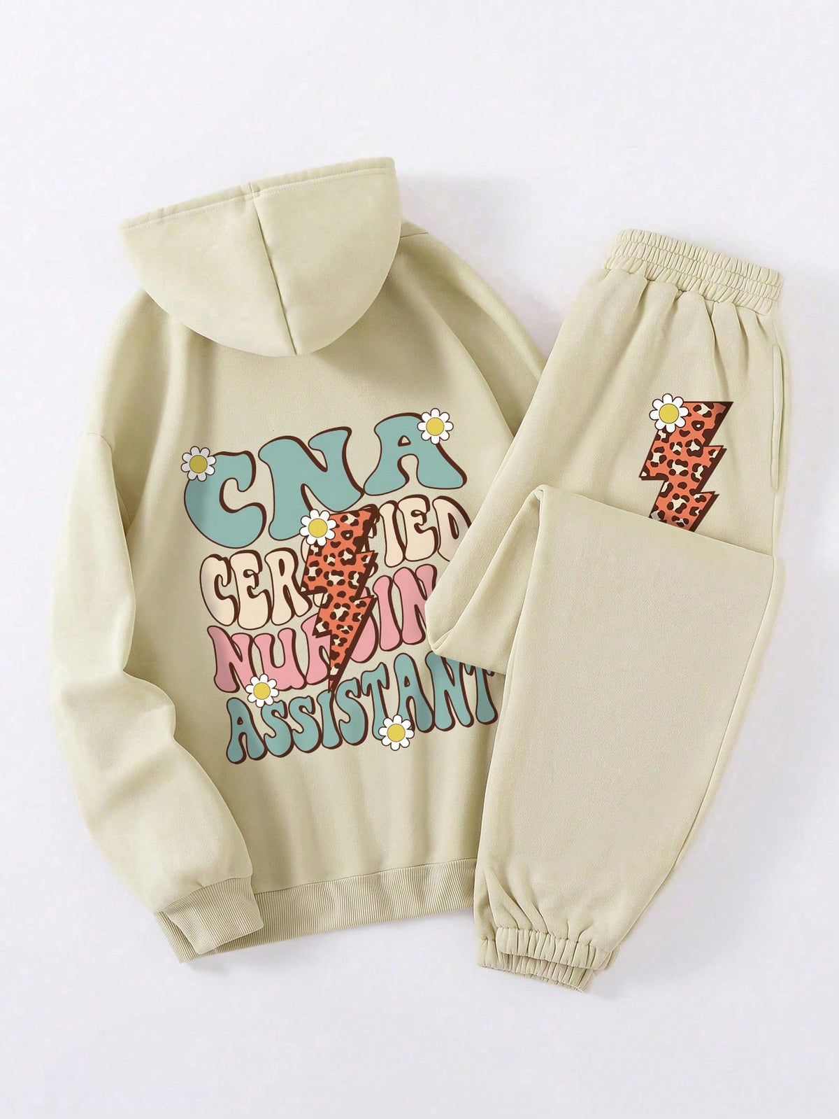 Women'S Hooded Fleece Letter Print Tracksuit