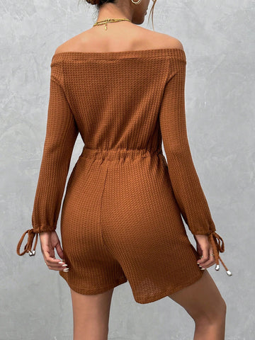 Women'S Off-The-Shoulder Drawstring Romper