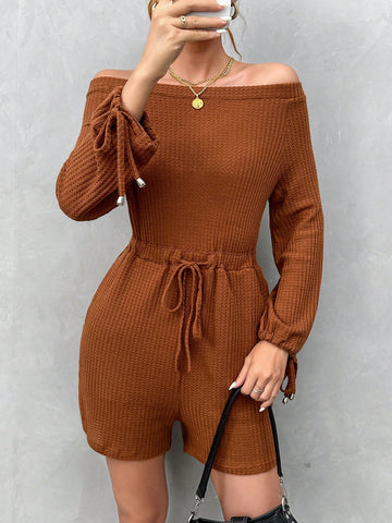Women'S Off-The-Shoulder Drawstring Romper