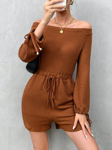Women'S Off-The-Shoulder Drawstring Romper