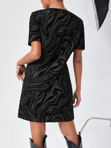 Women'S Plush Mesh Straight Dress