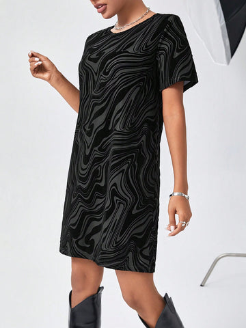 Women'S Plush Mesh Straight Dress