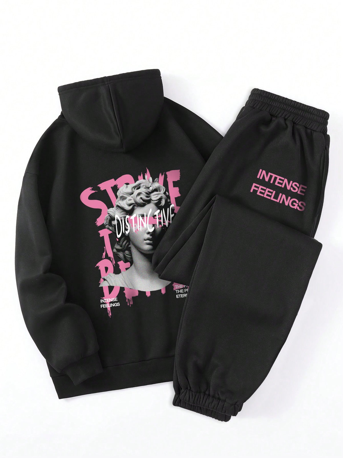 Women'S Sculpture Printed Fleece Hooded Tracksuit