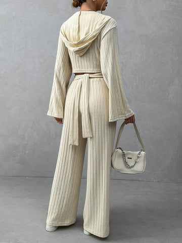 Women'S Solid Color Ribbed Knit Two Piece Set