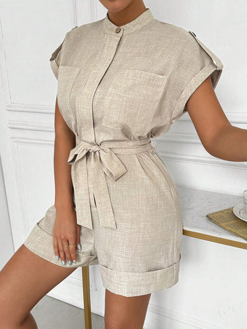 Women Casual Jumpsuit With Belt For Everyday Wear