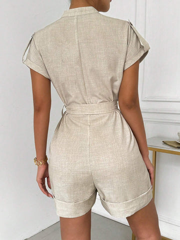 Women Casual Jumpsuit With Belt For Everyday Wear