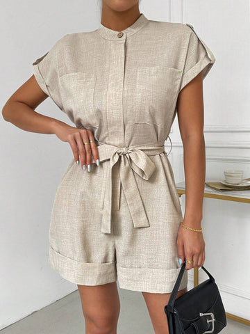 Women Casual Jumpsuit With Belt For Everyday Wear