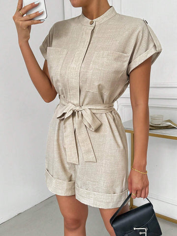 Women Casual Jumpsuit With Belt For Everyday Wear