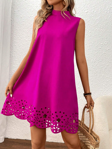 Women Casual & Beach Solid Color Halter Backless Dress With Bow Tie, Summer