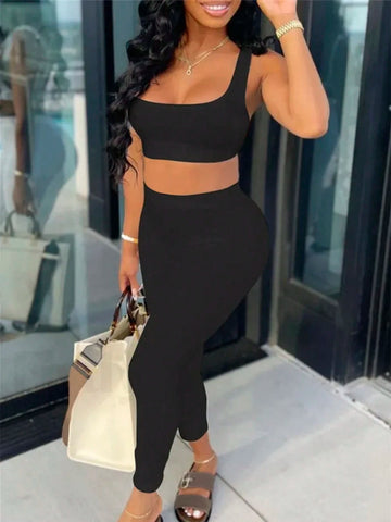 Women Sexy Yoga Workout Sleeveless Tank Top And Leggings, Slimming Sportswear Set For Summer