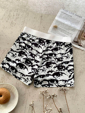 Essnce Women Solid Color Patchwork Front Button Casual Shorts