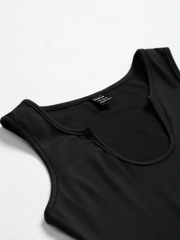 Women Solid Color Sleeveless Round Neck Top And Pants, 2pcsset For Summer