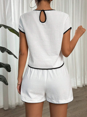 Women Two-Piece Outfits Linen Shorts Black And White Shorts Set Summer Women Dresses Summer Fits White Shorts Two Piece Casual Dress Two Piece Set Shorts