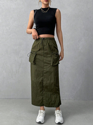 Essnce Women's Cargo Pocketed Skirt