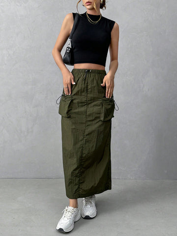 Essnce Women's Cargo Pocketed Skirt