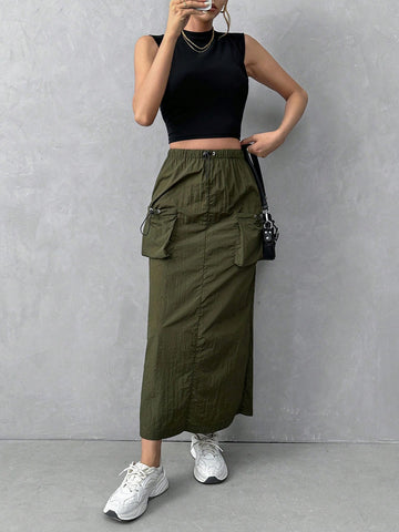 Essnce Women's Cargo Pocketed Skirt