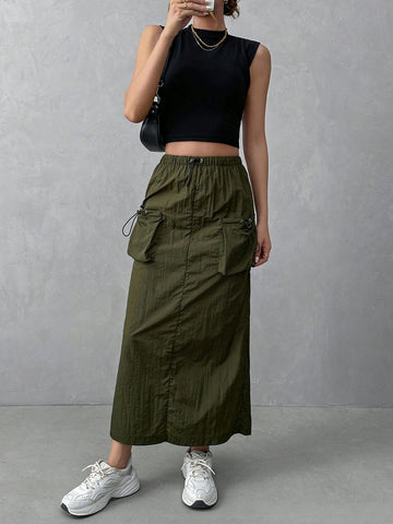 Essnce Women's Cargo Pocketed Skirt