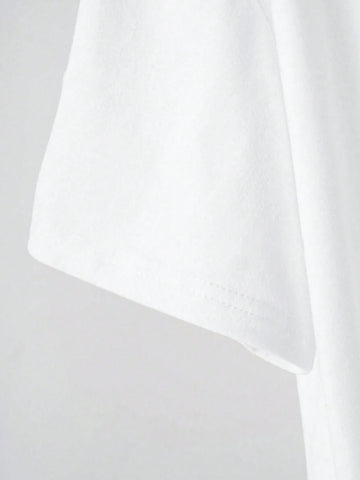 Essnce Women's Casual Drop-Shoulder Short Sleeve T-Shirt With Letter Print For Summer