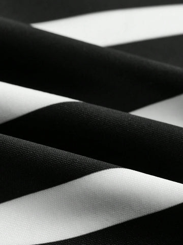 Essnce Women's Casual High Waist Color Block Striped Flare Pants