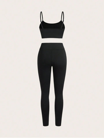 Women's Casual Light Sports Summer Outfit, Sexy & Fashionable Outdoor Cycling Tennis Travel Top Top & Compression Trousers Pants & Plaid Shirt 3pcs/Set