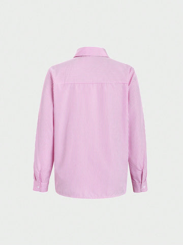 Essnce Women's Casual Long Sleeve Striped Shirt For Daily Wear