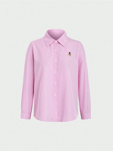 Essnce Women's Casual Long Sleeve Striped Shirt For Daily Wear