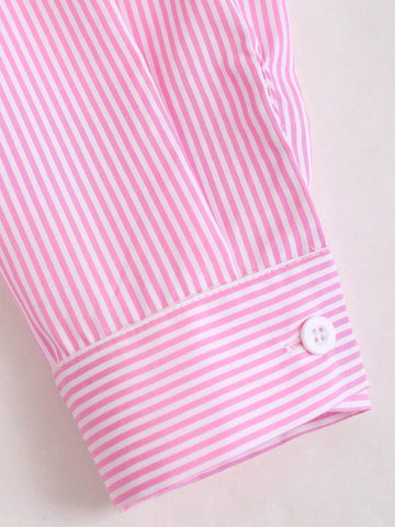 Essnce Women's Casual Long Sleeve Striped Shirt For Daily Wear