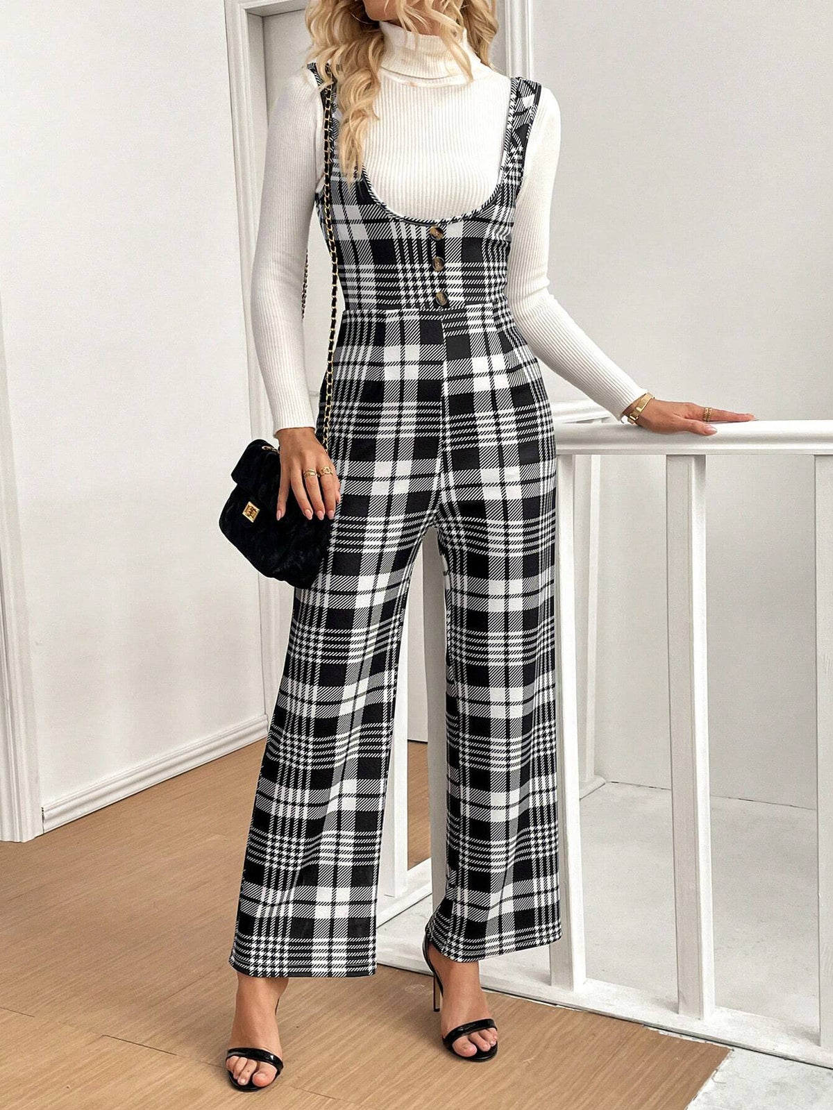 Women's Casual Plaid Printed Outerwear Overalls