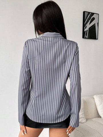 Essnce Women's Casual Striped Long Sleeve Shirt, Spring/Summer/Autumn