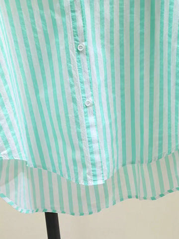 Essnce Women's Casual Striped Print Long Sleeve Chest Pocket Shirt, Autumn &Winter