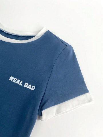 Women's Color Block Short Sleeve Simple Casual Bodysuit