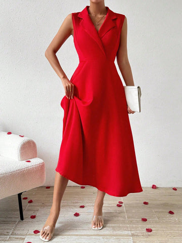 Women's Color Block Sleeveless Mock Neck Dress