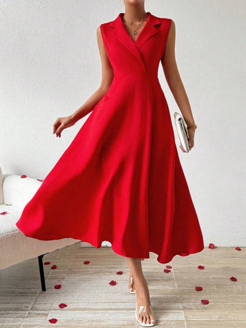 Women's Color Block Sleeveless Mock Neck Dress