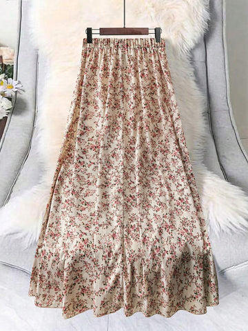 Essnce Women's Ditsy Floral Elastic Waist Casual Maxi Skirt