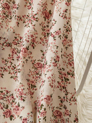 Essnce Women's Ditsy Floral Elastic Waist Casual Maxi Skirt