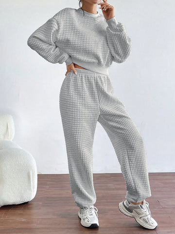 Women's Drop Shoulder Sweatshirt And Jogger Pants Set