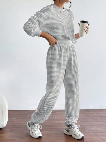 Women's Drop Shoulder Sweatshirt And Jogger Pants Set