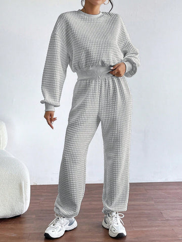 Women's Drop Shoulder Sweatshirt And Jogger Pants Set