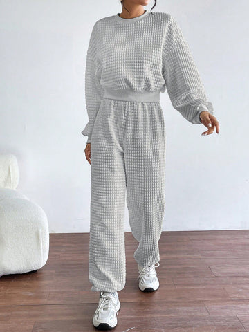 Women's Drop Shoulder Sweatshirt And Jogger Pants Set
